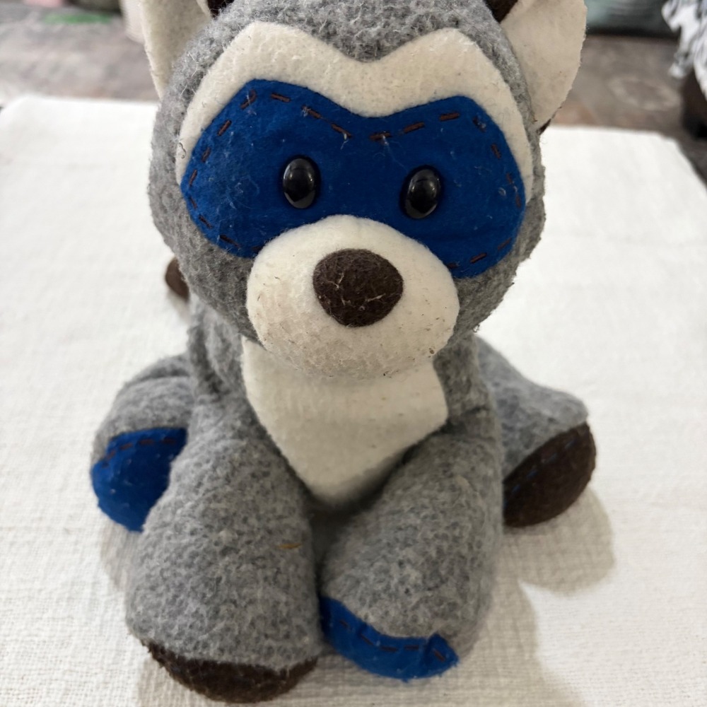Aurora Plush Raccoon Stuffed Animal Grey Blue Mask Bandit Fleece Toy